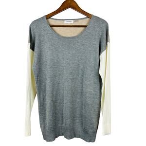 Calvin Klein Lightweight Tunic Sweater Top Long Sleeve Scoop Neck - M